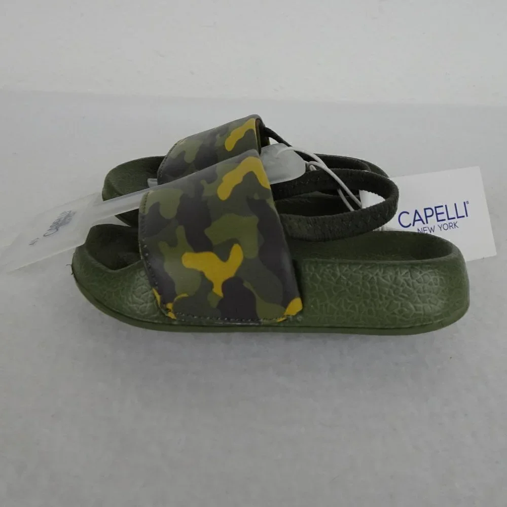 Capelli Camo Shoe Slides Sandals Slip On Green Size 4 -5 Boys Strap Pool Beach